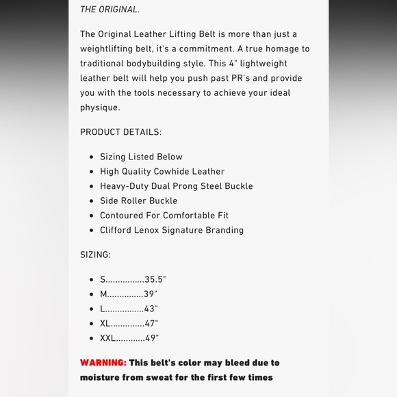 Clifford Lenox THE ORIGINAL // LEATHER LIFTING BELT // BROWN - Picture 13 of 13